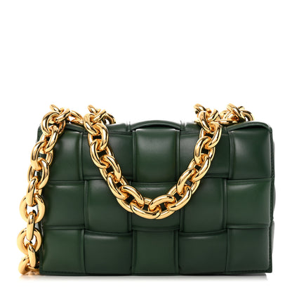 Bottega Veneta Lambskin Maxi Intreccio Padded Chain Cassette Crossbody Bag Raintree 1 of 13
