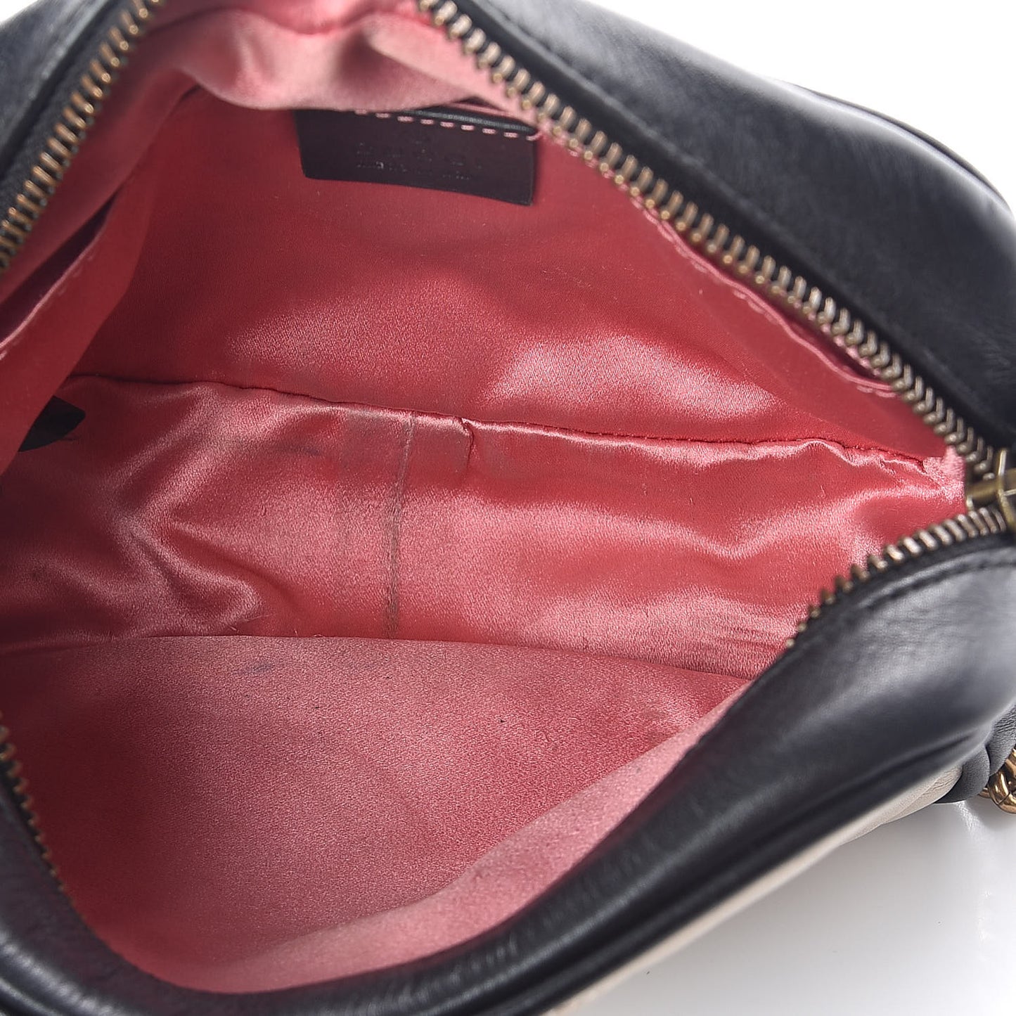 Calfskin Matelasse Mini GG Marmont Chain Shoulder Bag Black White