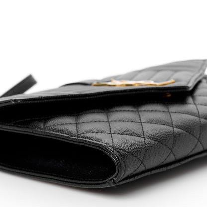 Saint Laurent Grain De Poudre Textured Mixed Matelasse Triquilt Monogram Clutch Black 9 of 10