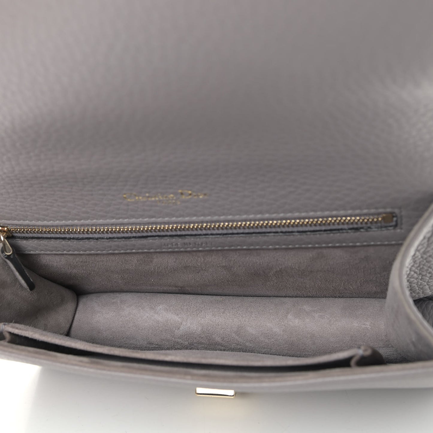 Grained Calfskin Medium Diorama Flap Bag Grey