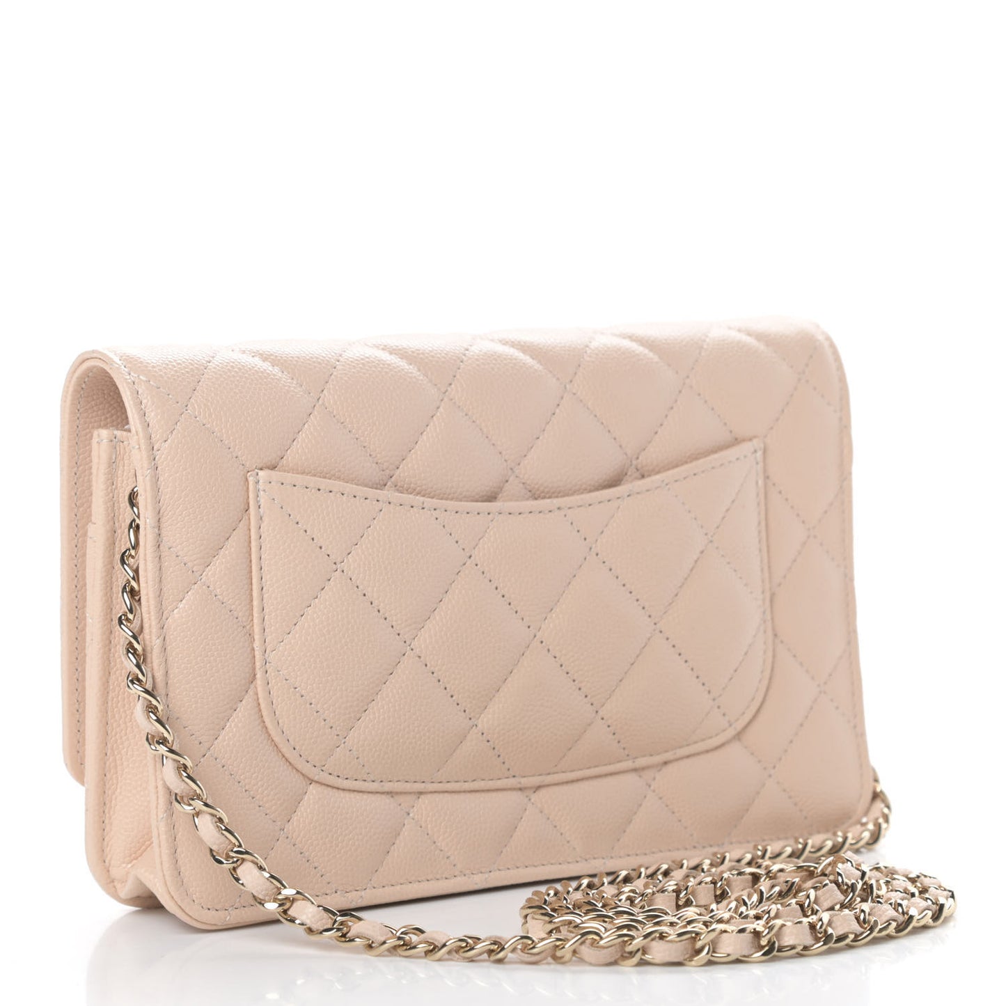Caviar Quilted Coco Candy Wallet On Chain WOC Beige