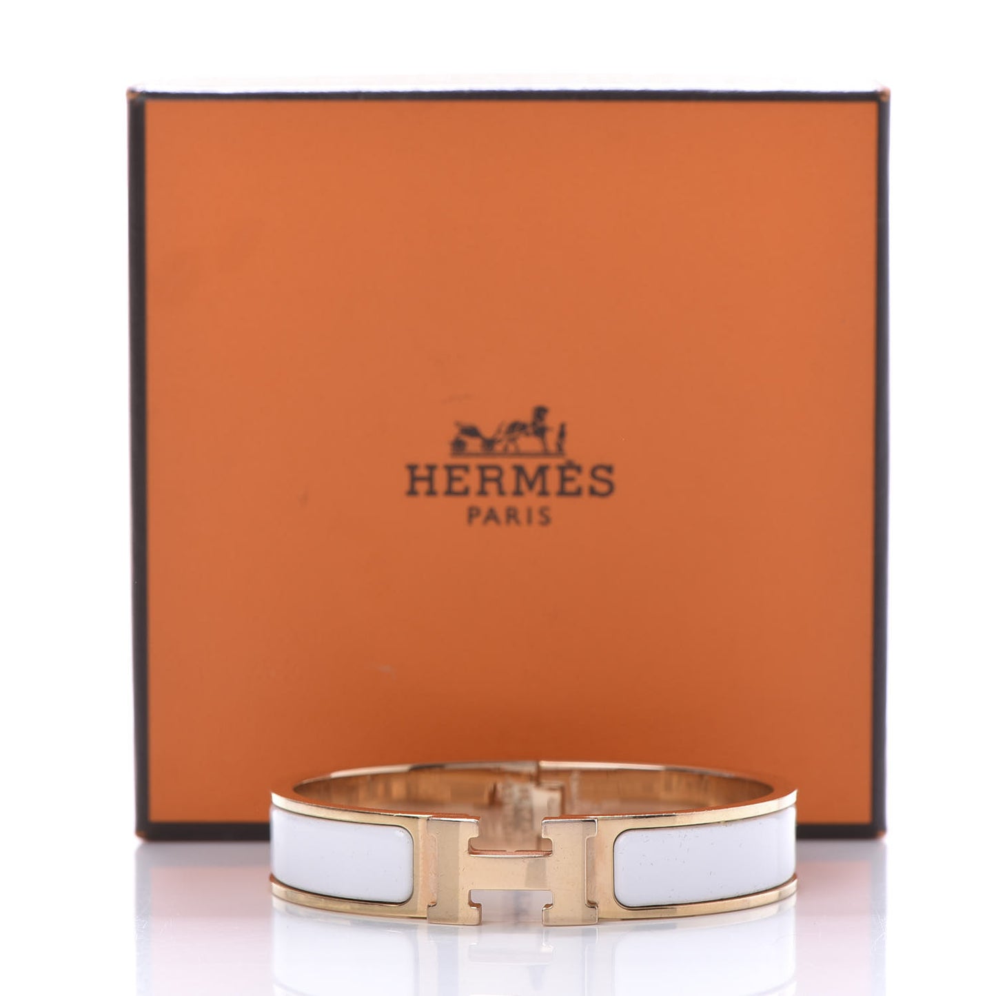 Enamel Narrow Clic Clac H Bracelet PM White