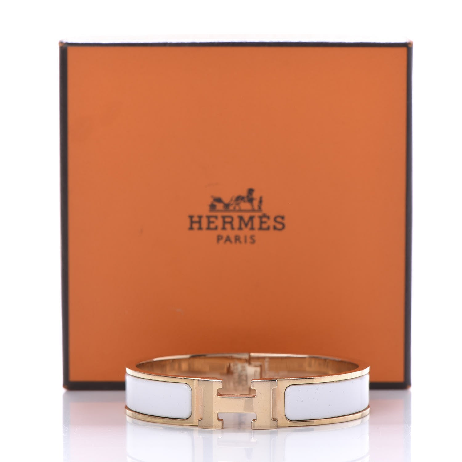 Hermes Enamel Narrow Clic Clac H Bracelet PM White 13 of 14