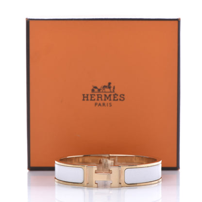 Hermes Enamel Narrow Clic Clac H Bracelet PM White 13 of 14