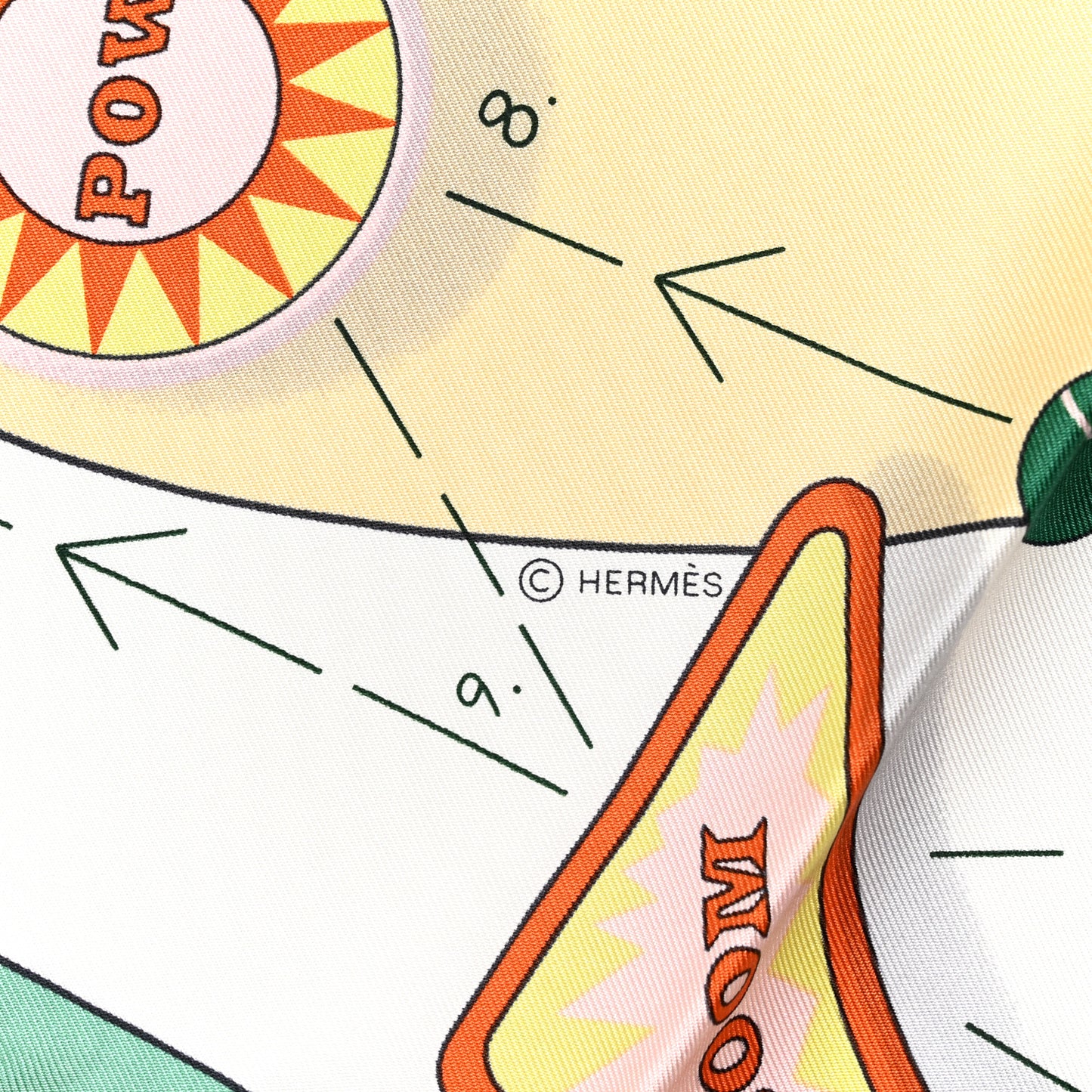 Silk Tea For Two Scarf 90 Vert Jade White