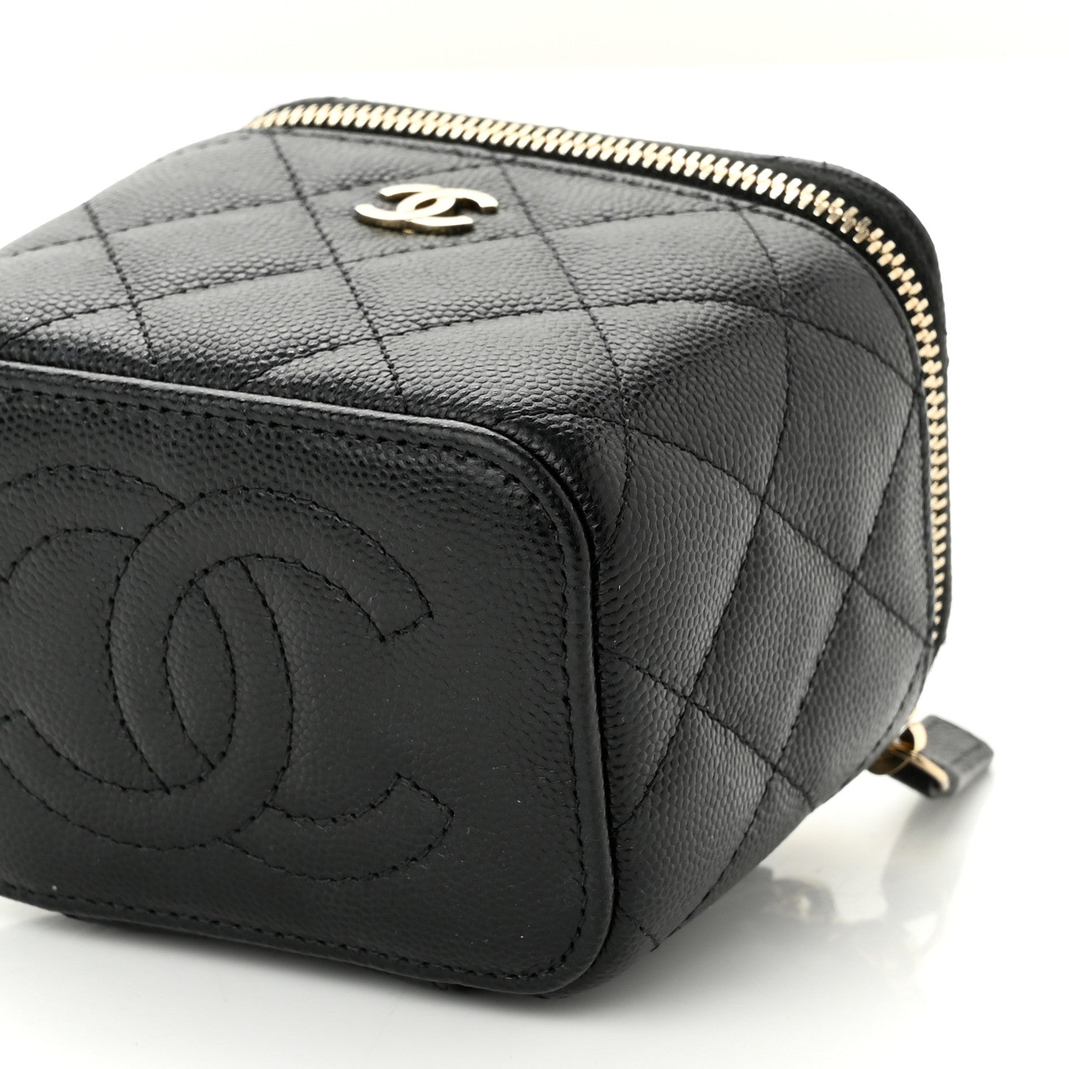 Chanel Caviar Quilted Mini Vanity Case With Chain Black 10 of 10