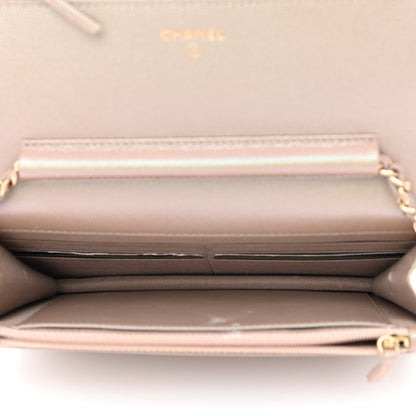 Chanel Iridescent Caviar Quilted Wallet On Chain WOC Beige 5 of 15