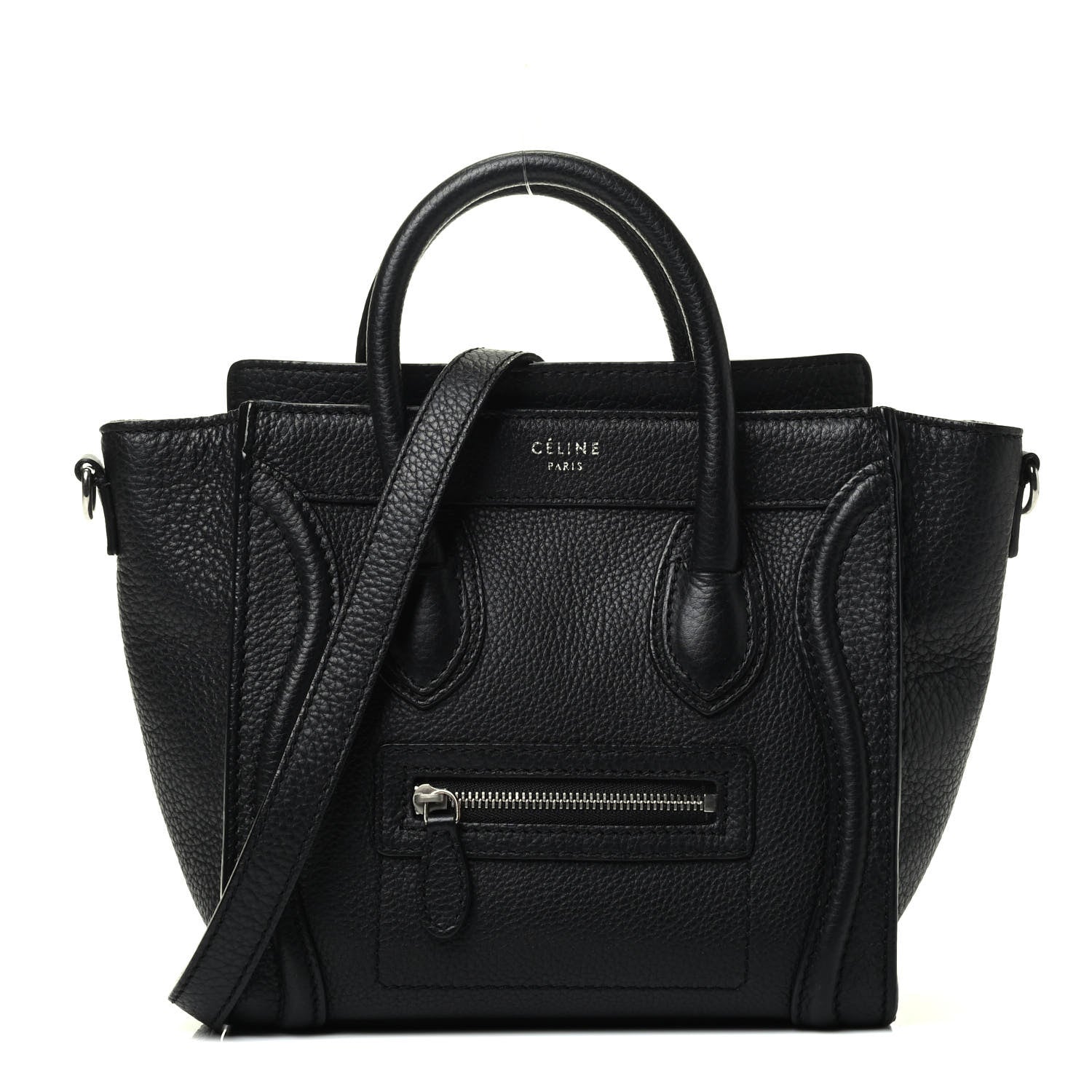 Celine Drummed Calfskin Nano Luggage Black 1 of 4