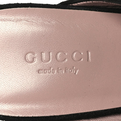 Gucci Suede Crystal Maxine Horsebit High Heel Slides 40 Black 6 of 8