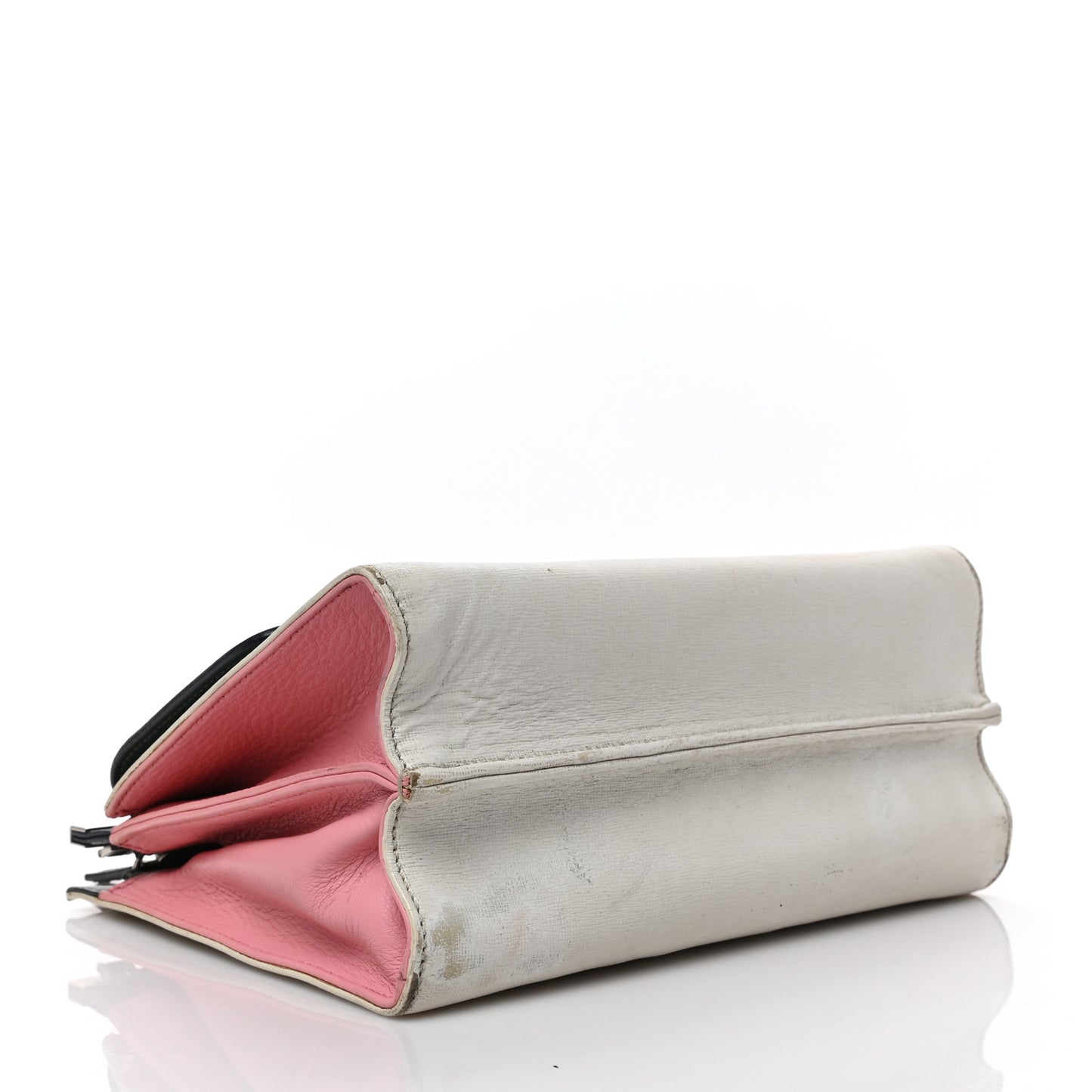 Vitello Elite Flamingo Colorblock Mini Demi Jour Shoulder Bag White Multicolor