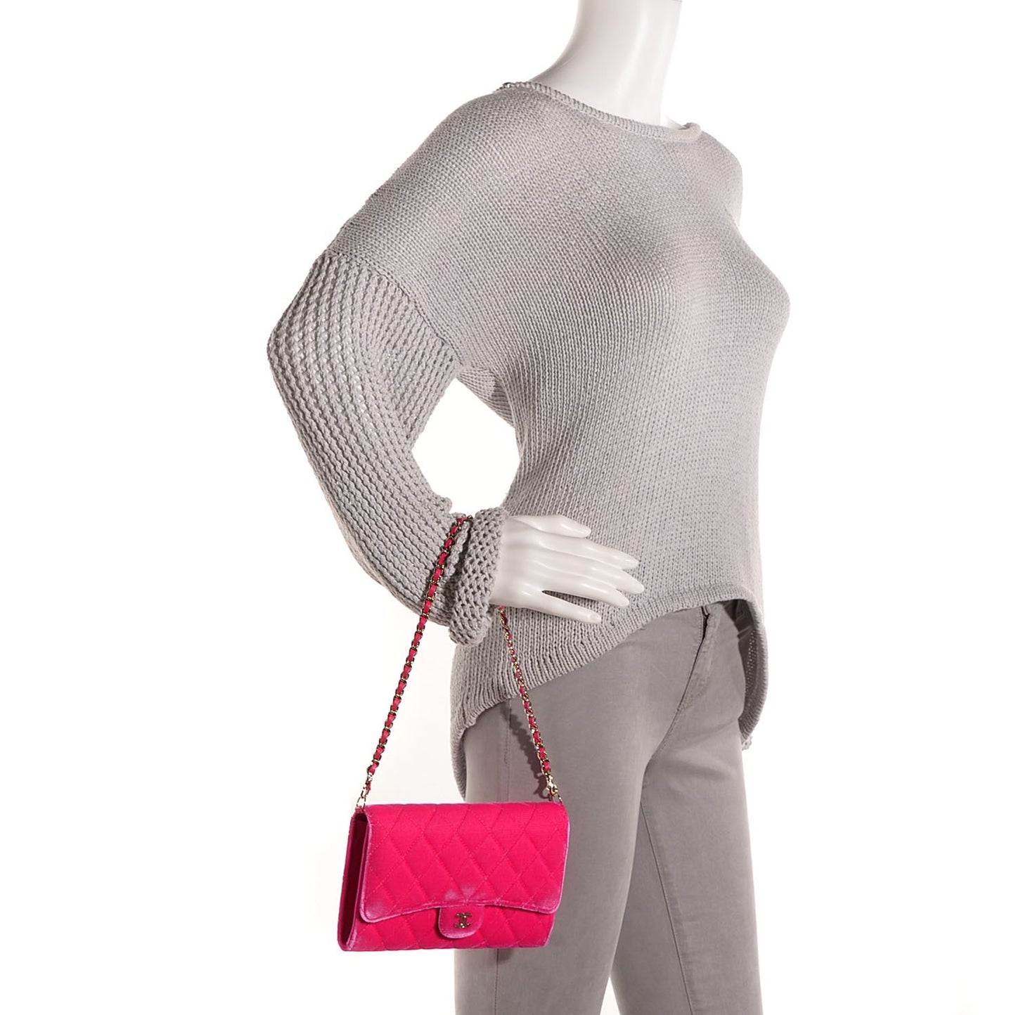Velvet Quilted Clutch With Chain Pink