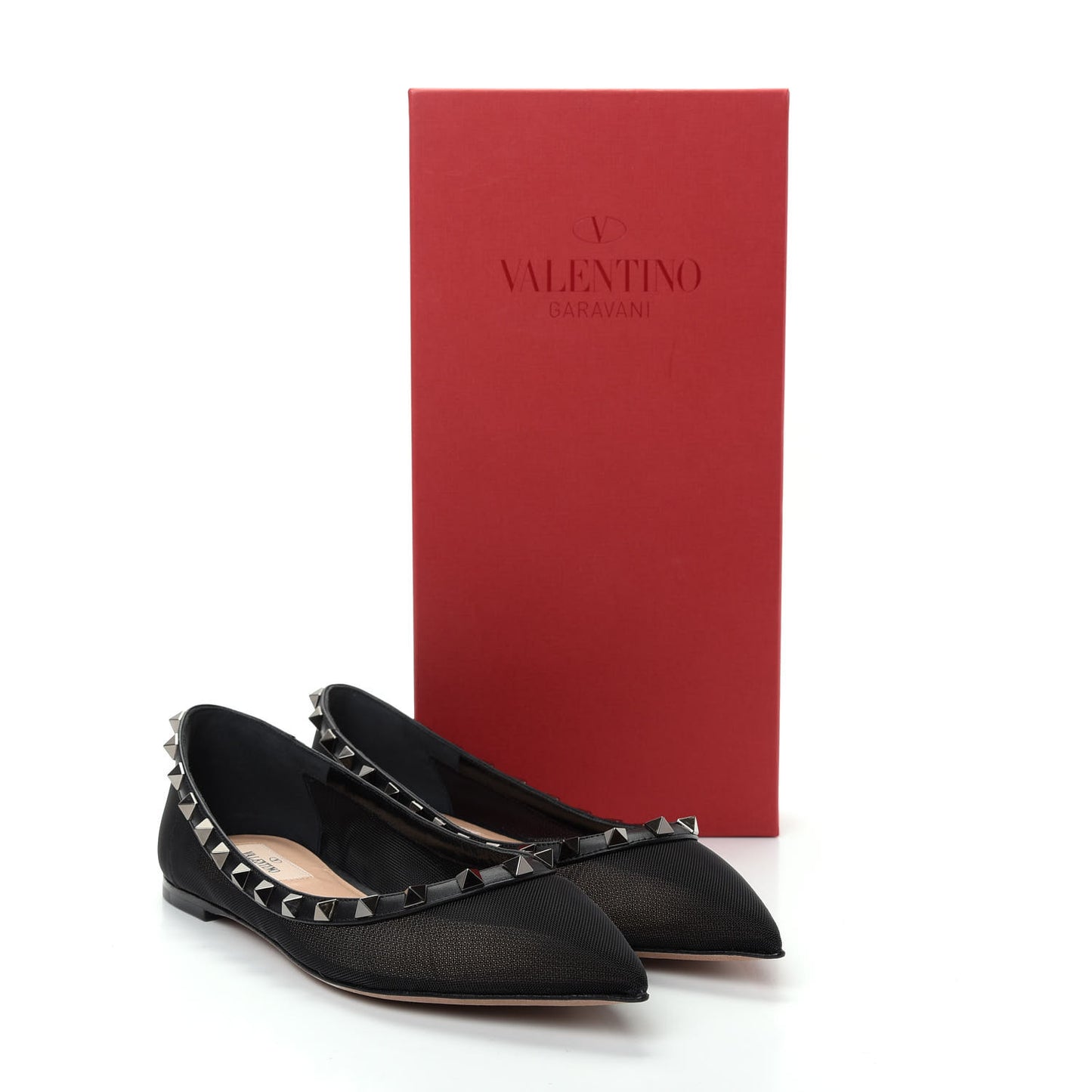 Mesh Rockstud Ballerina Flats 37.5 Black