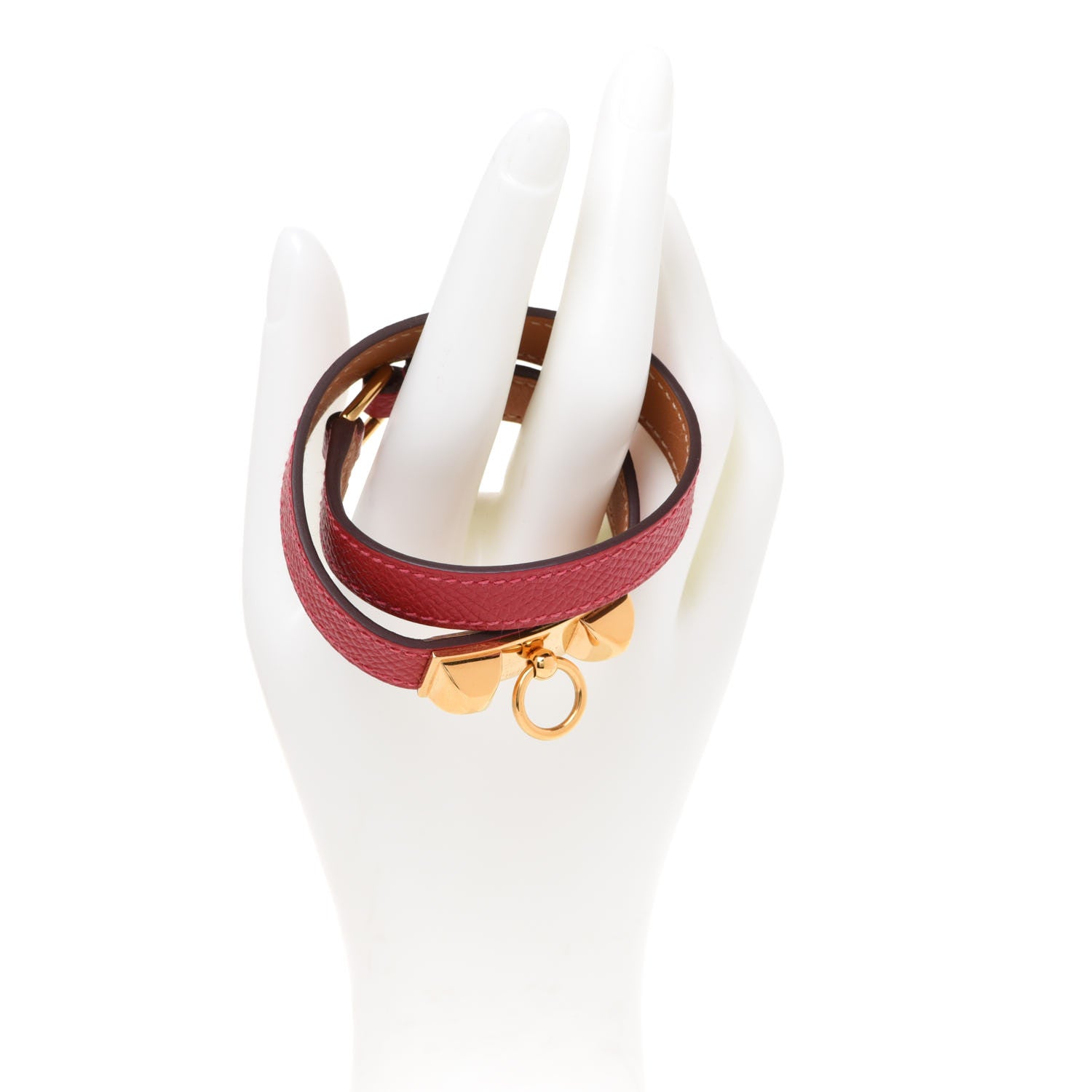 Hermes Epsom Rivale Double Tour Bracelet S Rouge Casaque 2 of 7