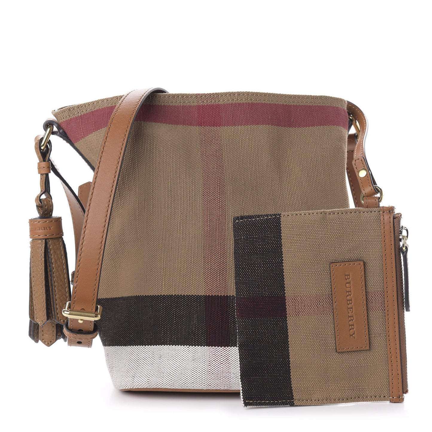 Canvas Mega Check Mini Ashby Tassel Crossbody Saddle Brown