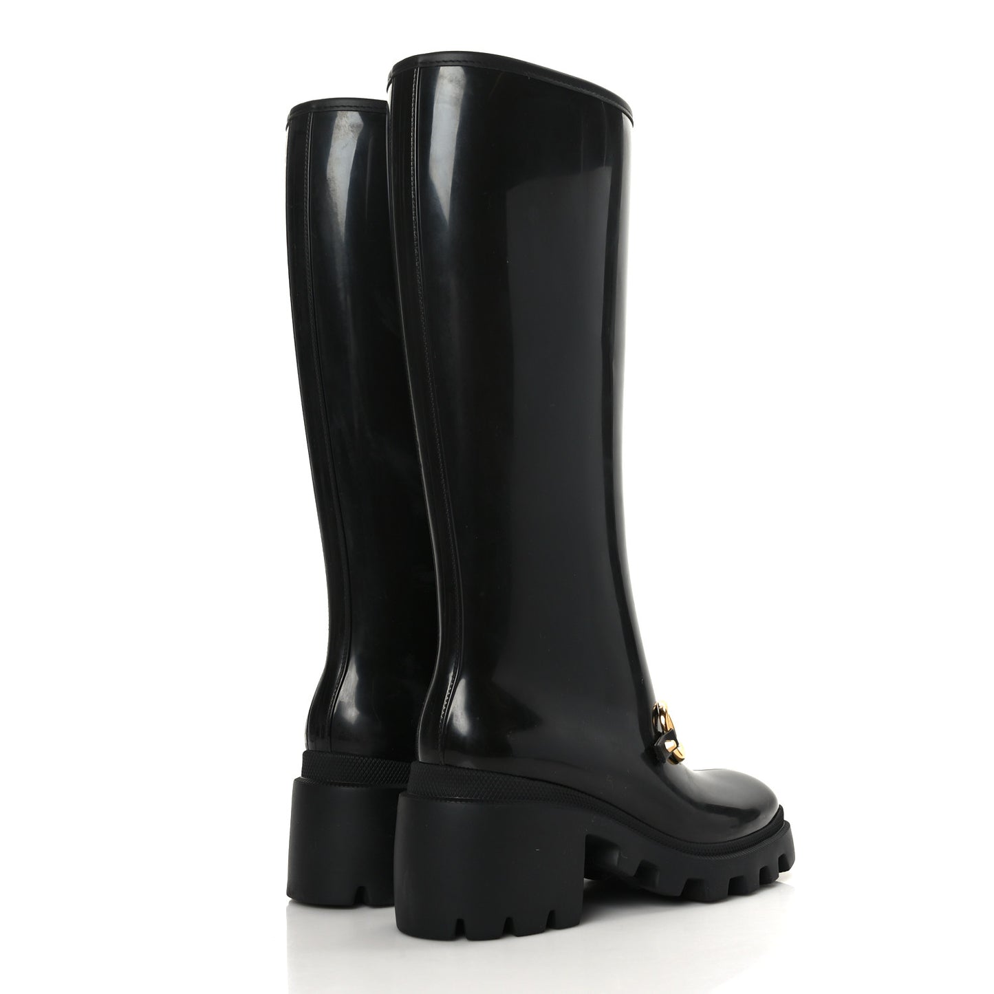 Rubber Horsebit Knee High Boots 37 Black