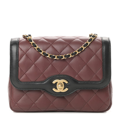 Chanel Lambskin Quilted Mini Two Tone Day Flap Burgundy 1 of 11