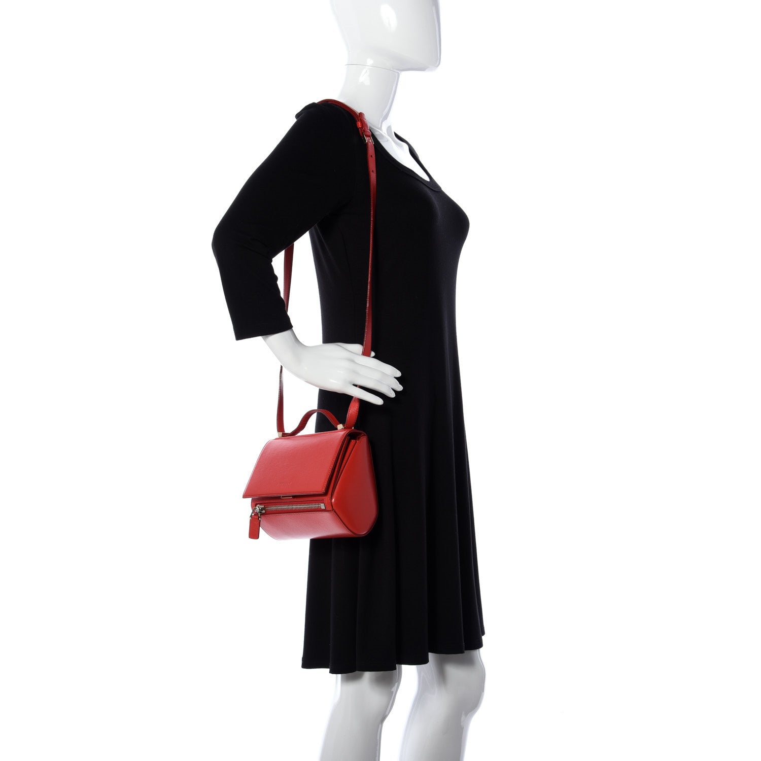 Givenchy Textured Calfskin Mini Pandora Box Crossbody Bag Red 2 of 7