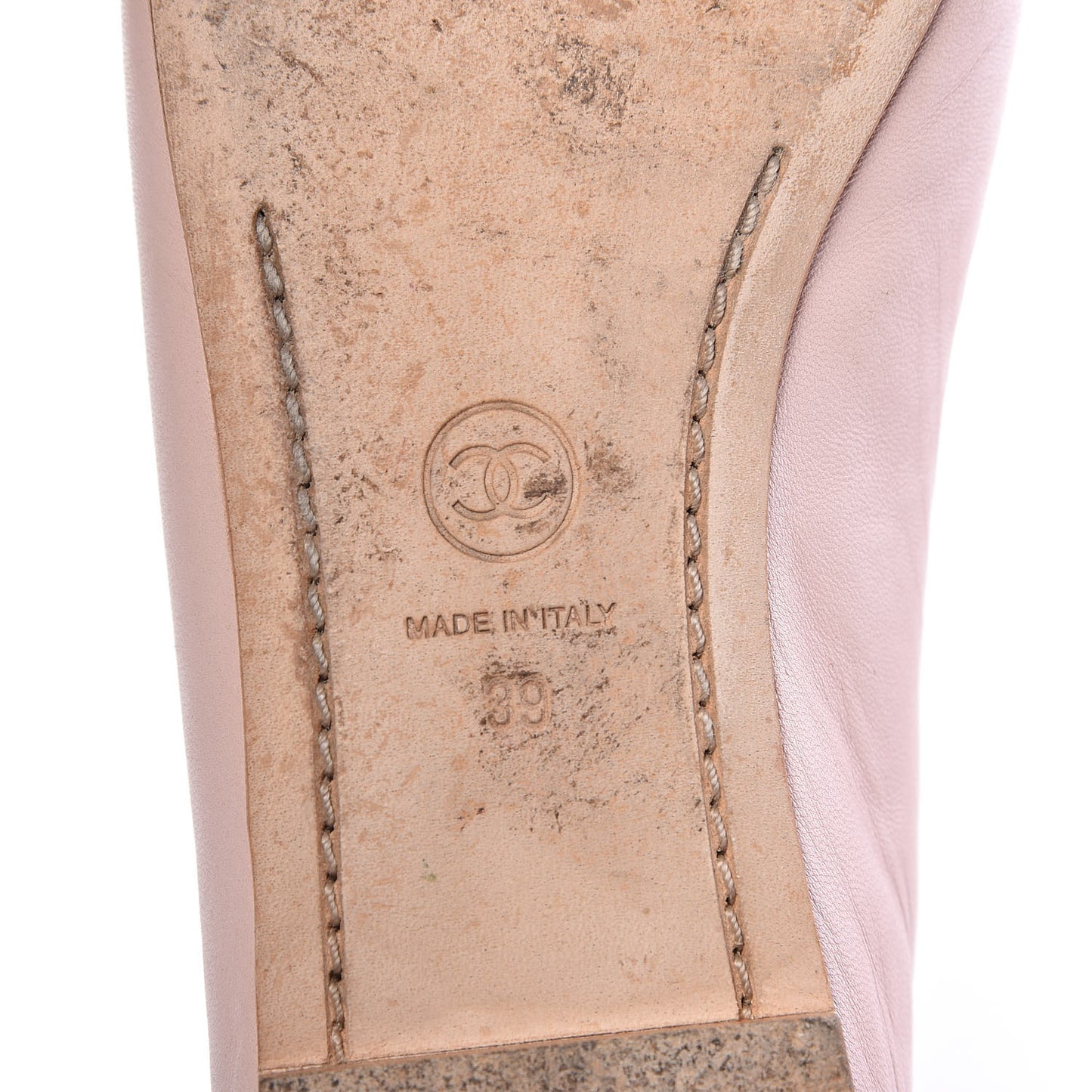 Lambskin Patent Cap Toe CC Ballerina Flats 39 Rose Clair