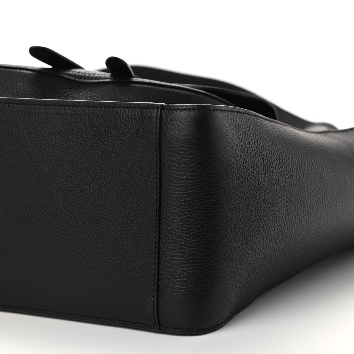 Grained Calfskin Saddle Tote Black