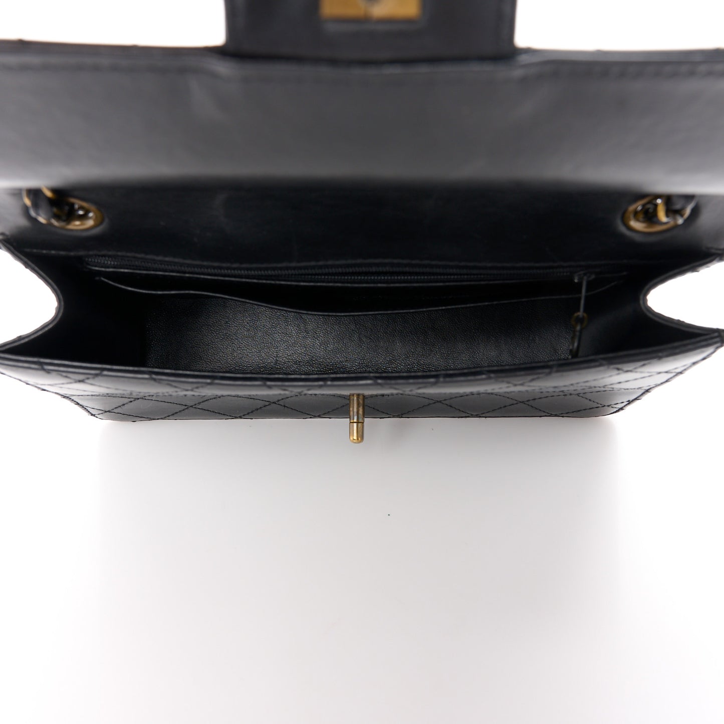 Calfskin Stitched Medium Single Flap Black