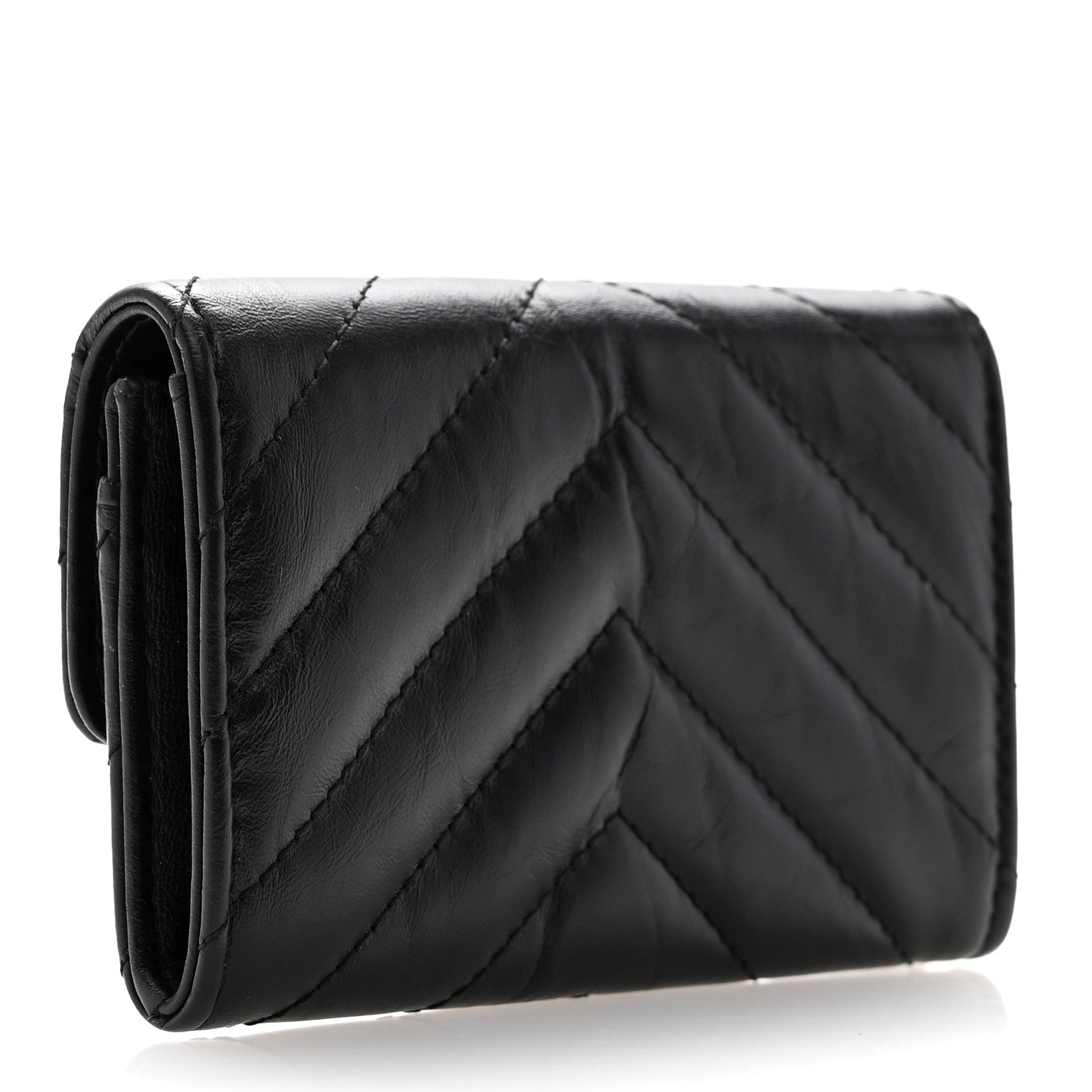 Chanel Aged Calfskin Chevron Quilted Reissue Flap Card Holder So Black 3 of 9
