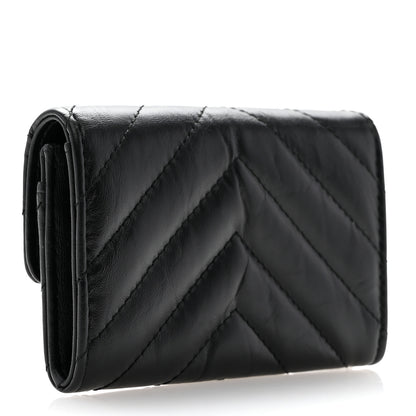 Chanel Aged Calfskin Chevron Quilted Reissue Flap Card Holder So Black 3 of 9