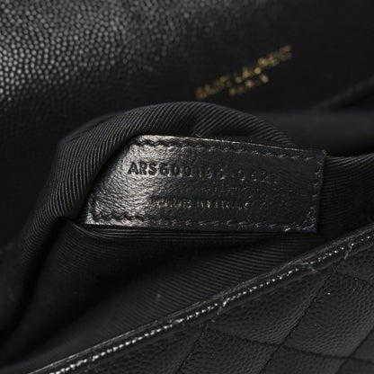 Saint Laurent Grain De Poudre Textured Mixed Matelasse Large Triquilt Monogram Satchel Black 7 of 10