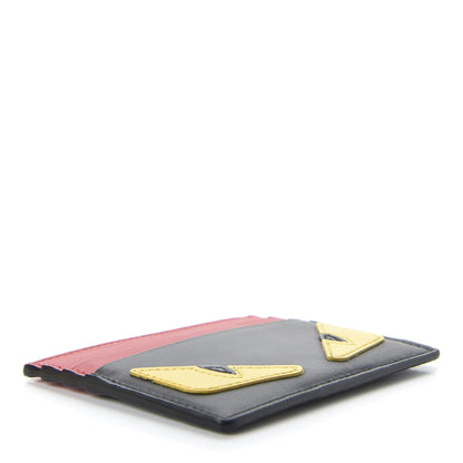 Fendi Vitello Century Monster Eyes Inlay Card Holder Black Giallo Rosso 4 of 8