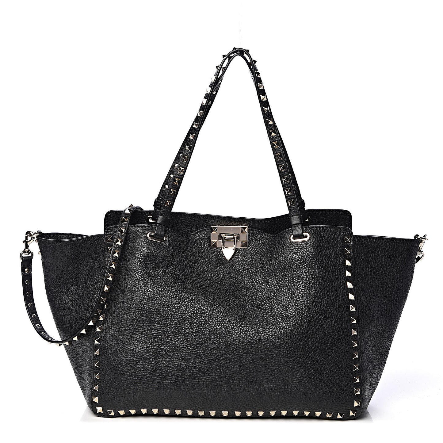 Alce Printed Calfskin Medium Rockstud Tote Black