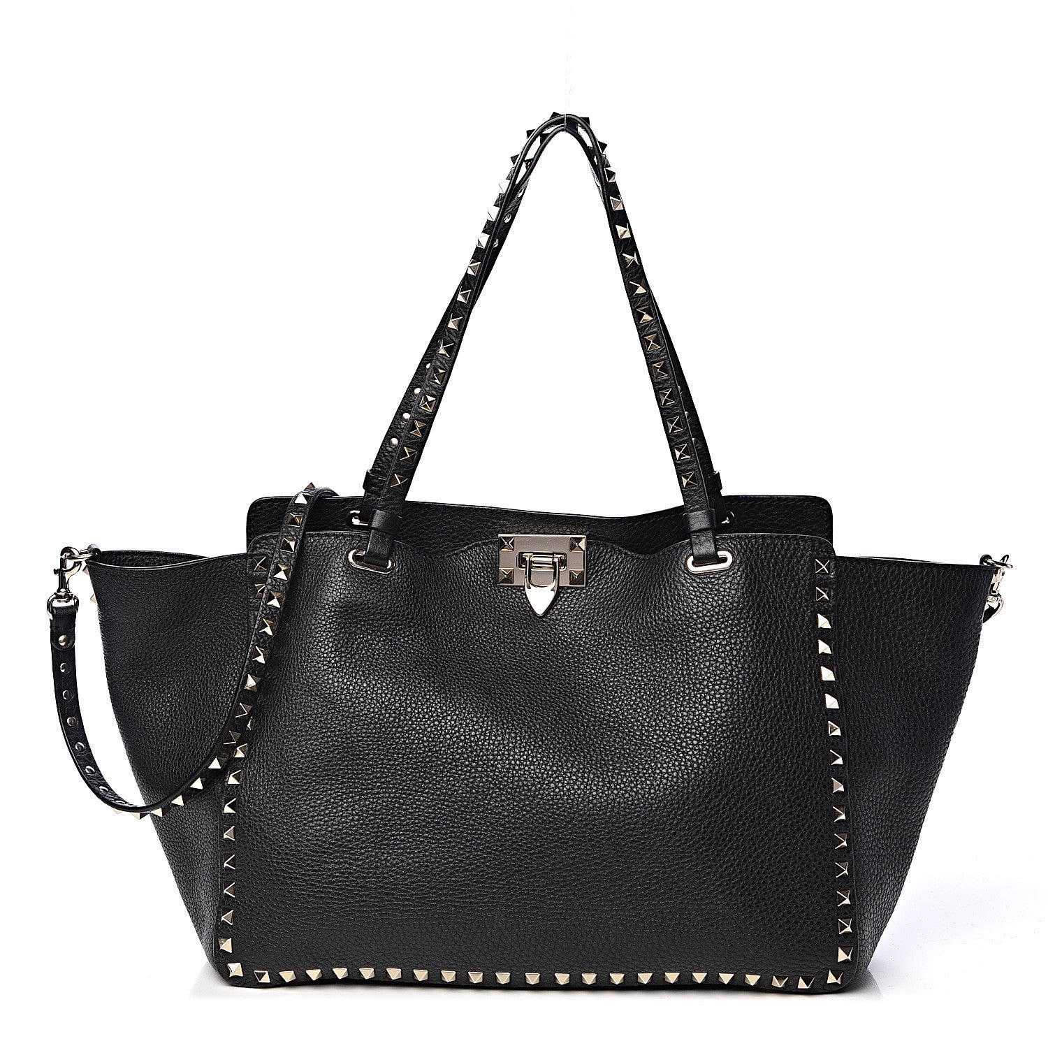 Valentino Garavani Alce Printed Calfskin Medium Rockstud Tote Black 1 of 14