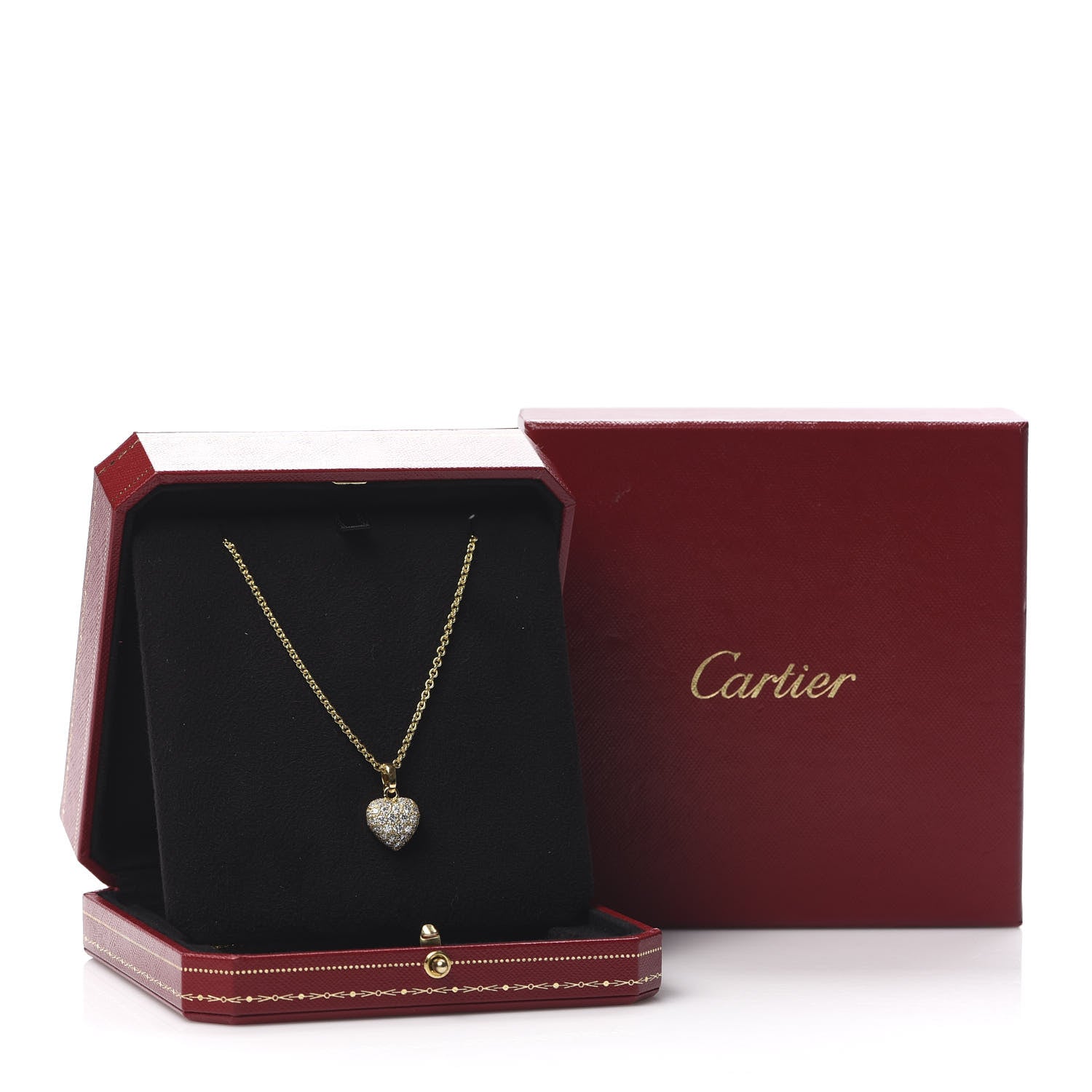 Cartier 18K Yellow Gold Diamond Large Heart Paved Pendant Necklace 8 of 8