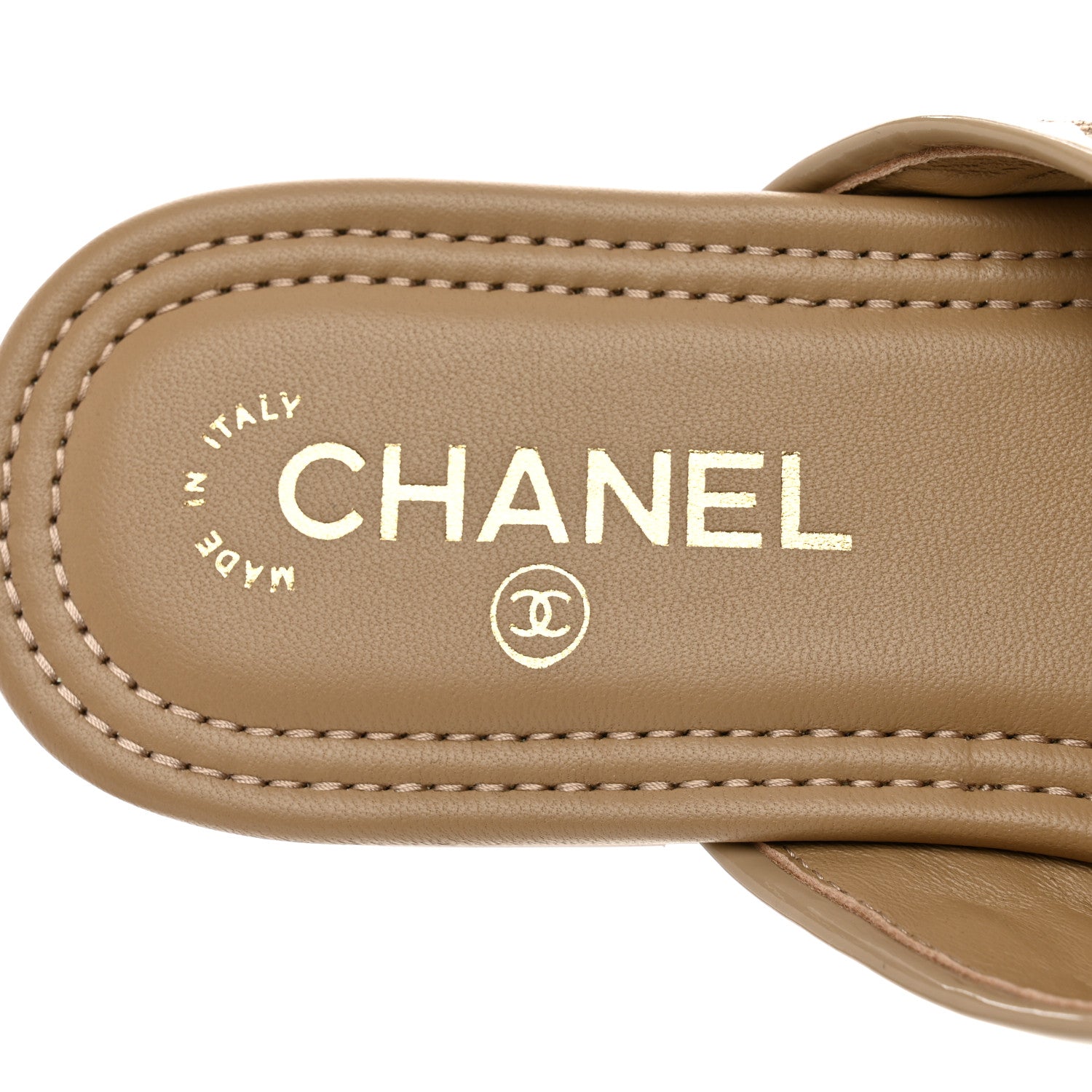 Chanel Patent Quilted CC Sandals 38 Beige 7 of 9
