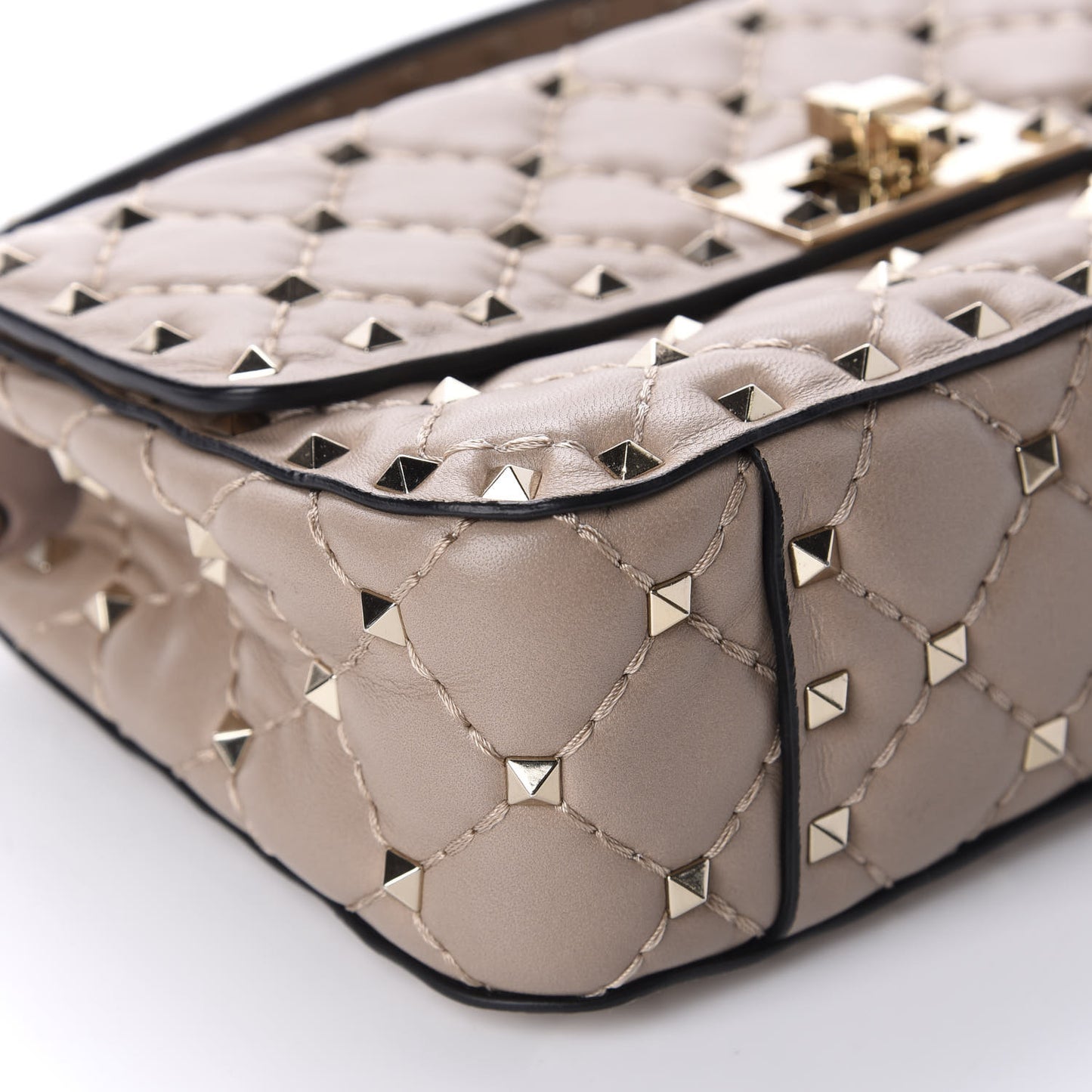 Nappa Small Rockstud Spike Shoulder Bag Poudre