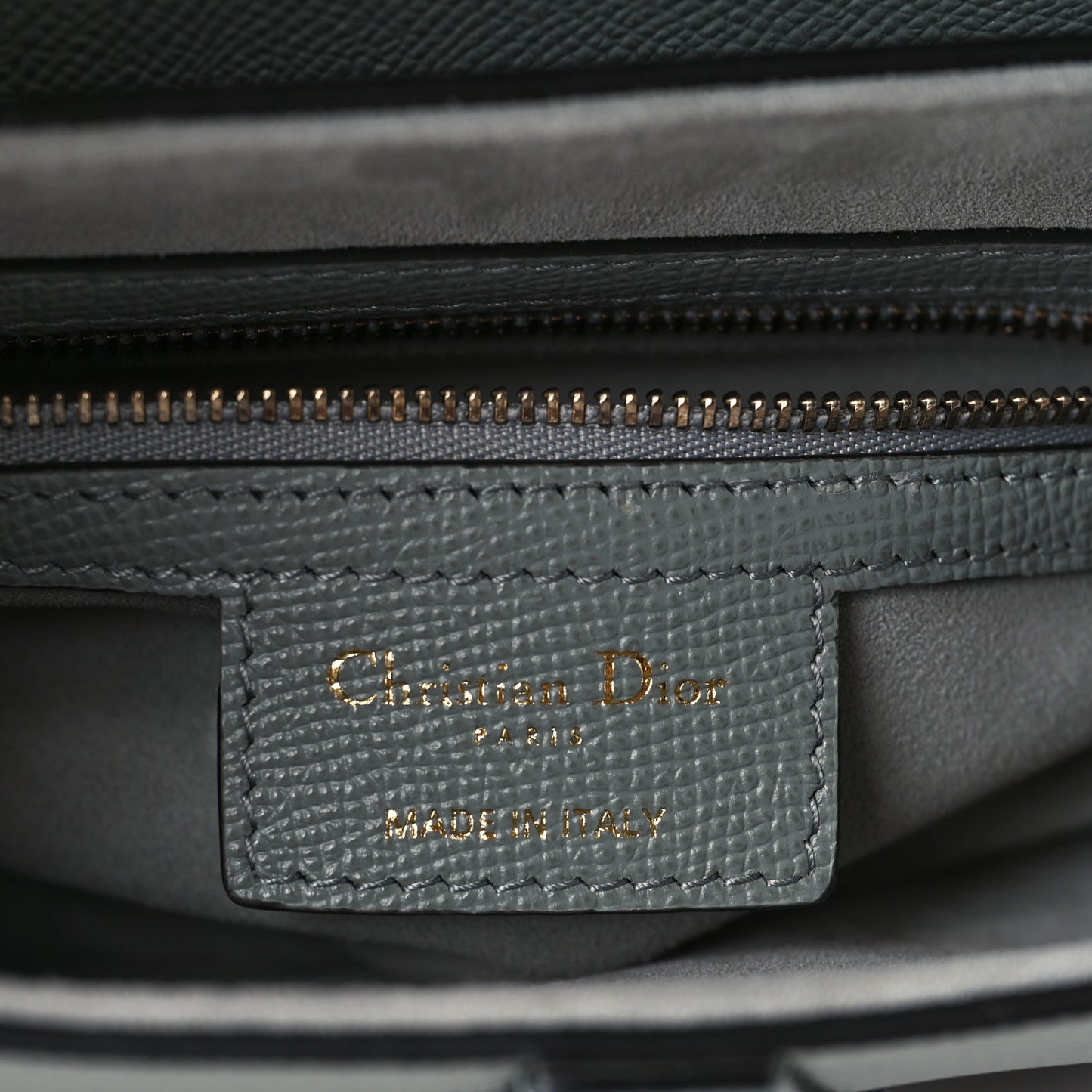 Grained Calfskin Saddle Bag Grey Stone