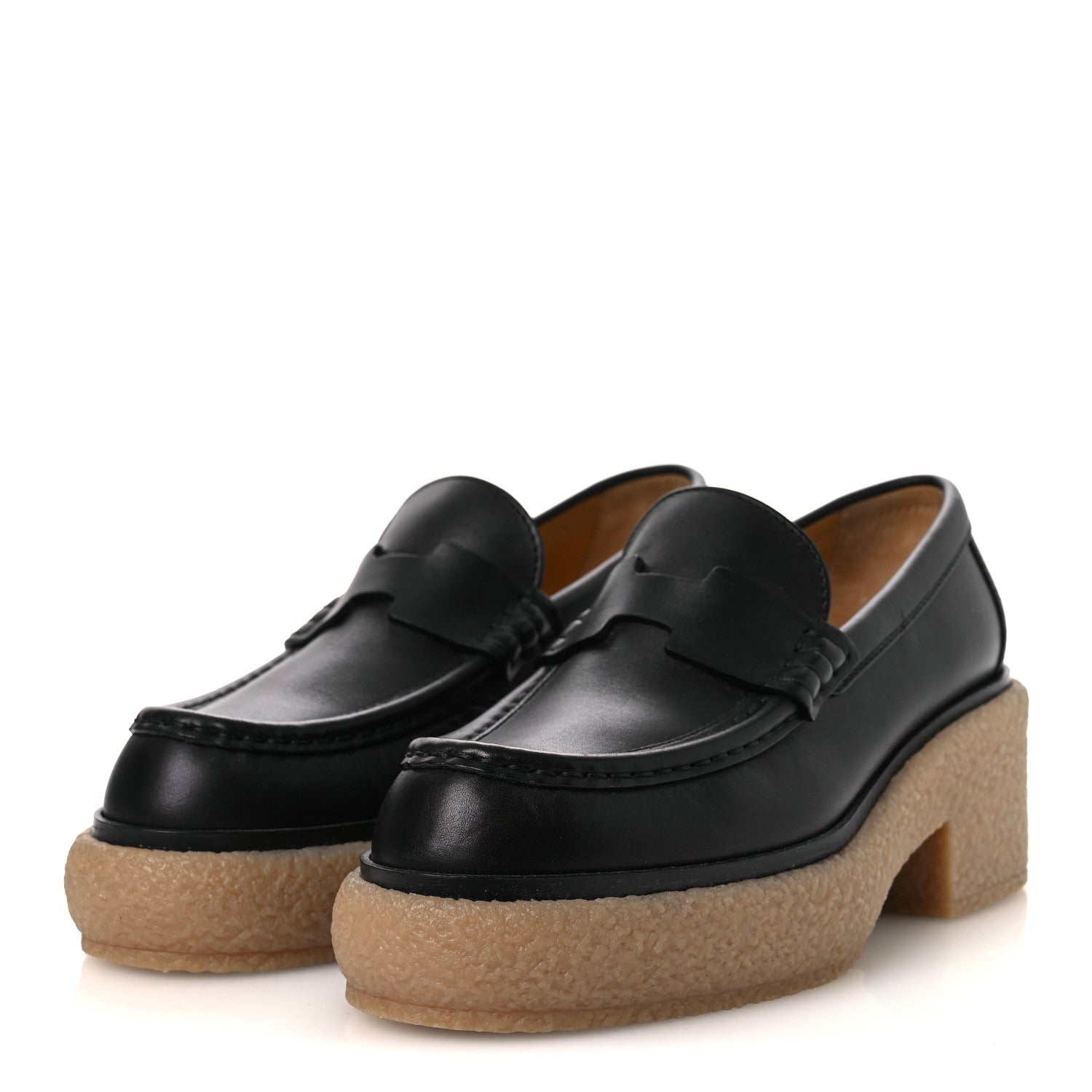 Hermes Glazed Calfskin Womens Fanny Loafers 36 Black 4 of 12