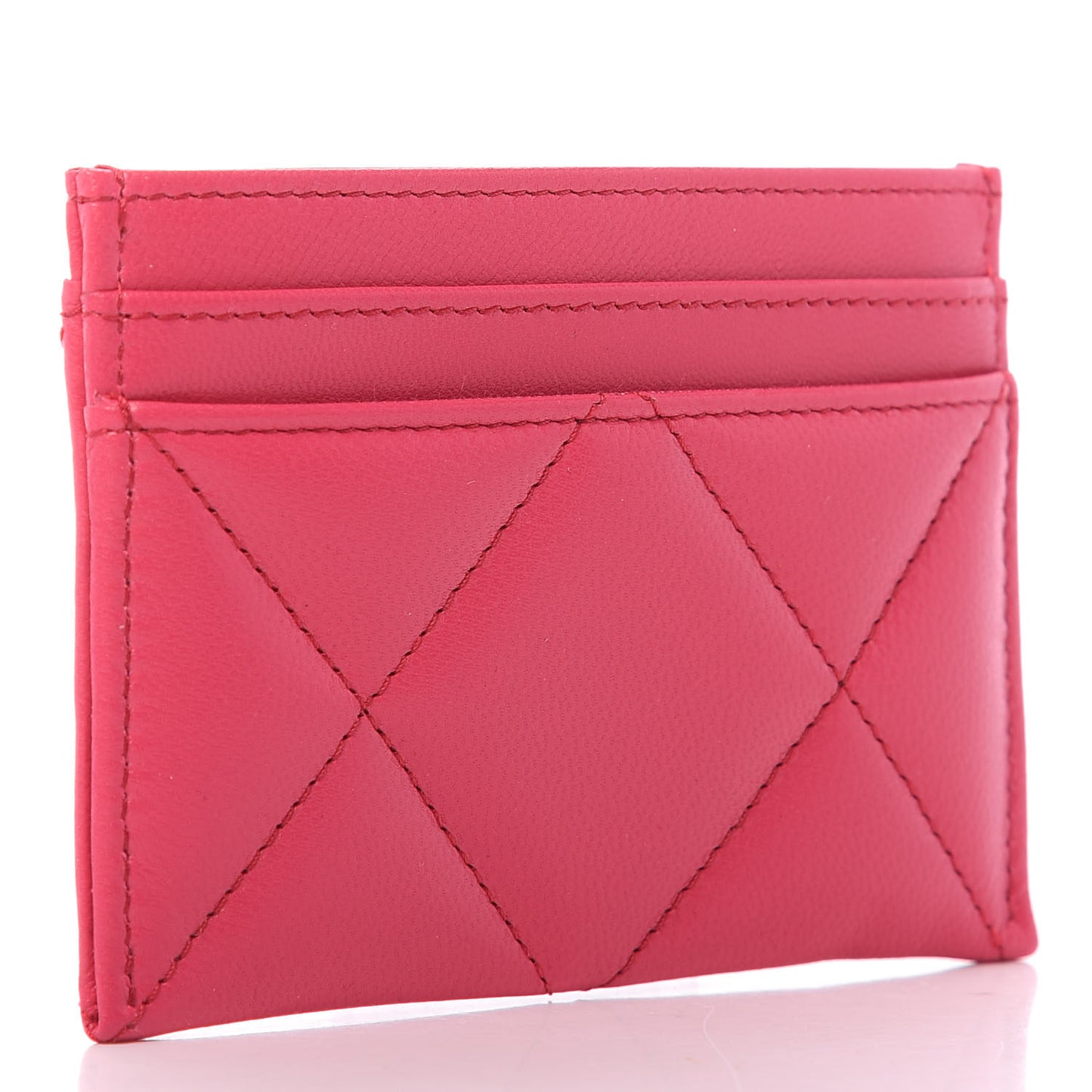 Shiny Goatskin Quilted 19 Card Holder Dark Pink
