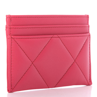 Chanel Shiny Goatskin Quilted 19 Card Holder Dark Pink 3 of 9