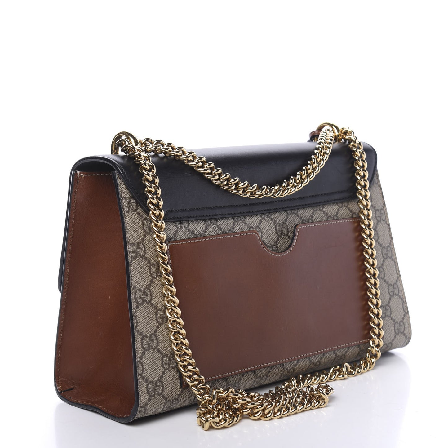 GG Supreme Monogram Calfskin Medium Padlock Shoulder Bag Beige Black Cuir