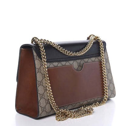 Gucci GG Supreme Monogram Calfskin Medium Padlock Shoulder Bag Beige Black Cuir 3 of 12