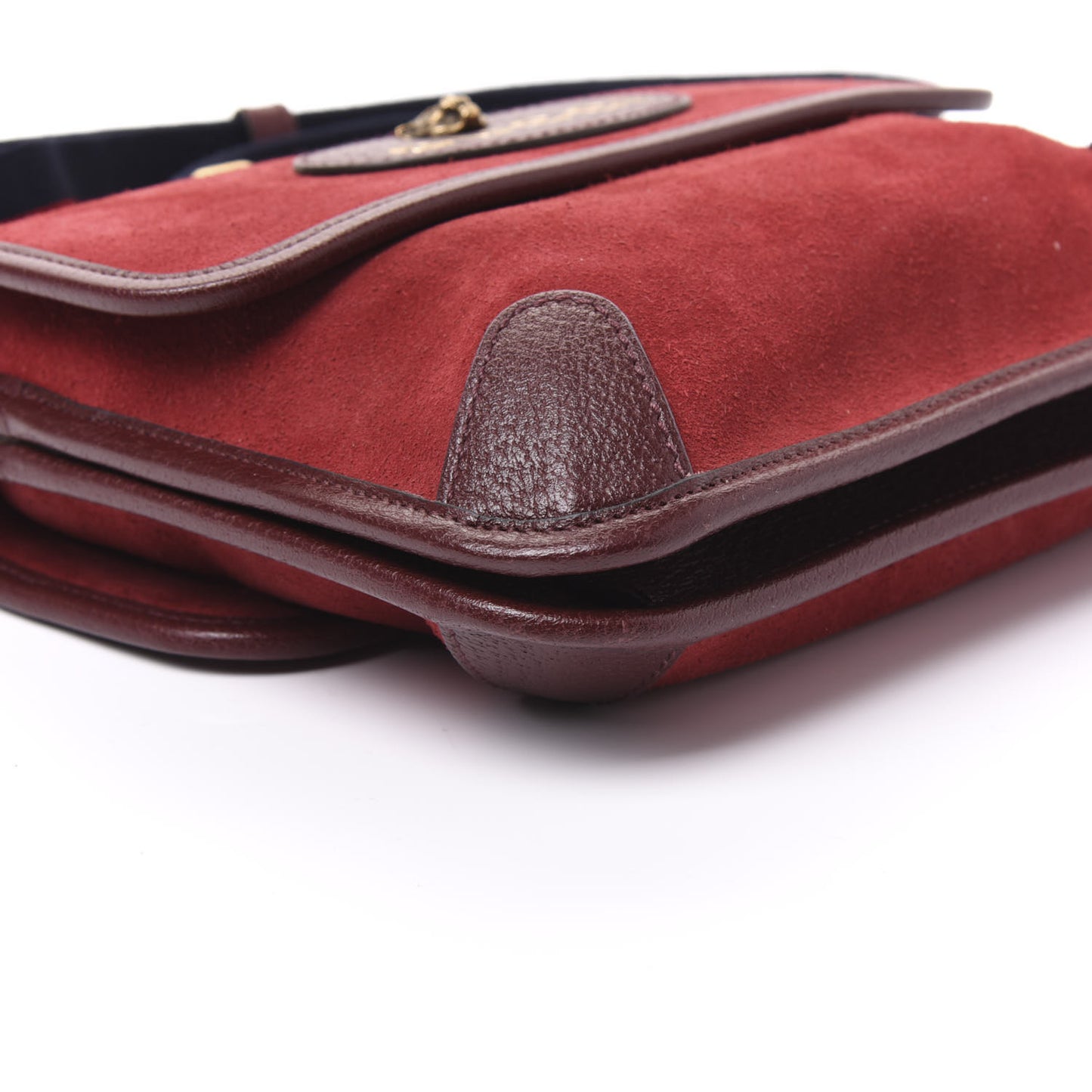Suede Web Small Neo Vintage Double Flap Messenger Bag Romantic Cherry Chardonnay