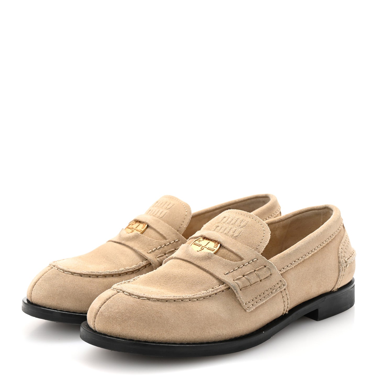 Suede Penny Loafers 36 Ecru