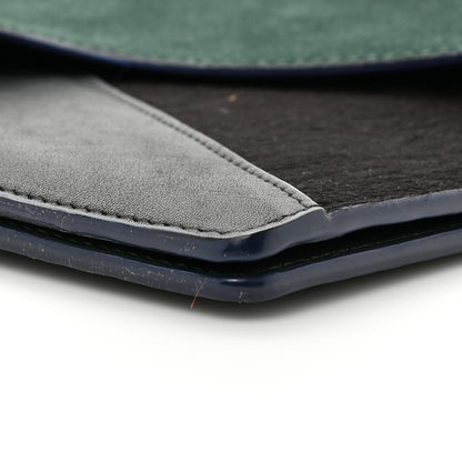 Celine Calfskin Suede Pony Hair Tri-Color Diamond Clutch Green 9 of 13