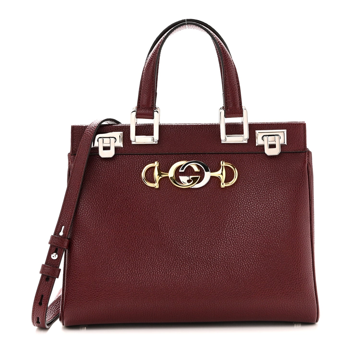 Grainy Calfskin Small Zumi Top Handle Bag Vintage Bordeaux