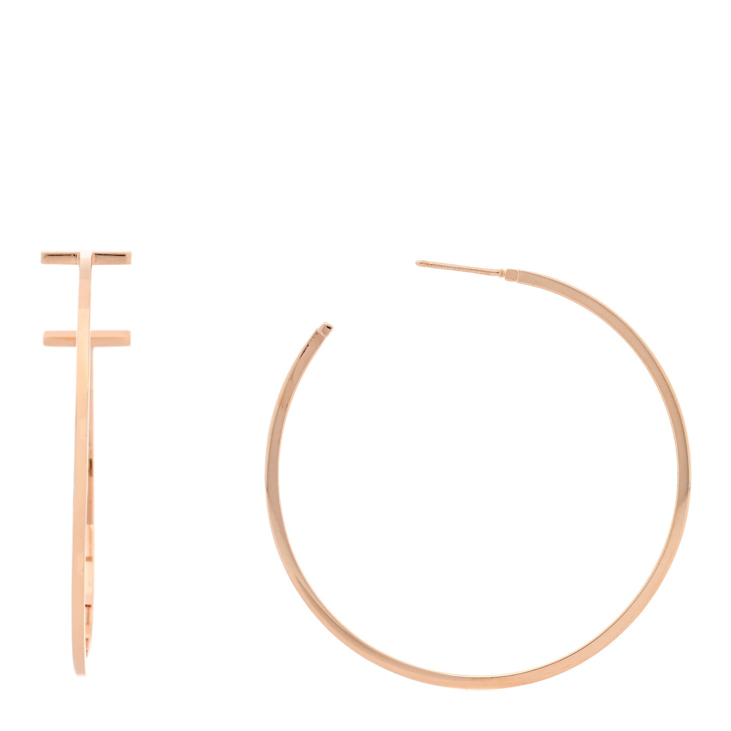 18K Rose Gold Extra Large T Wire Hoop Earrings