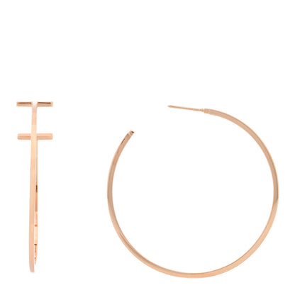 Tiffany 18K Rose Gold Extra Large T Wire Hoop Earrings 1 of 5