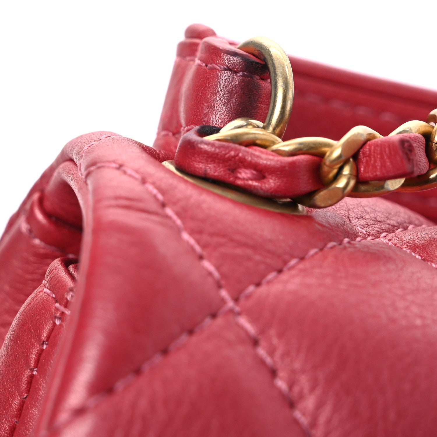 Chanel Metallic Calfskin Quilted Top Handle Flap Dark Pink 11 of 13