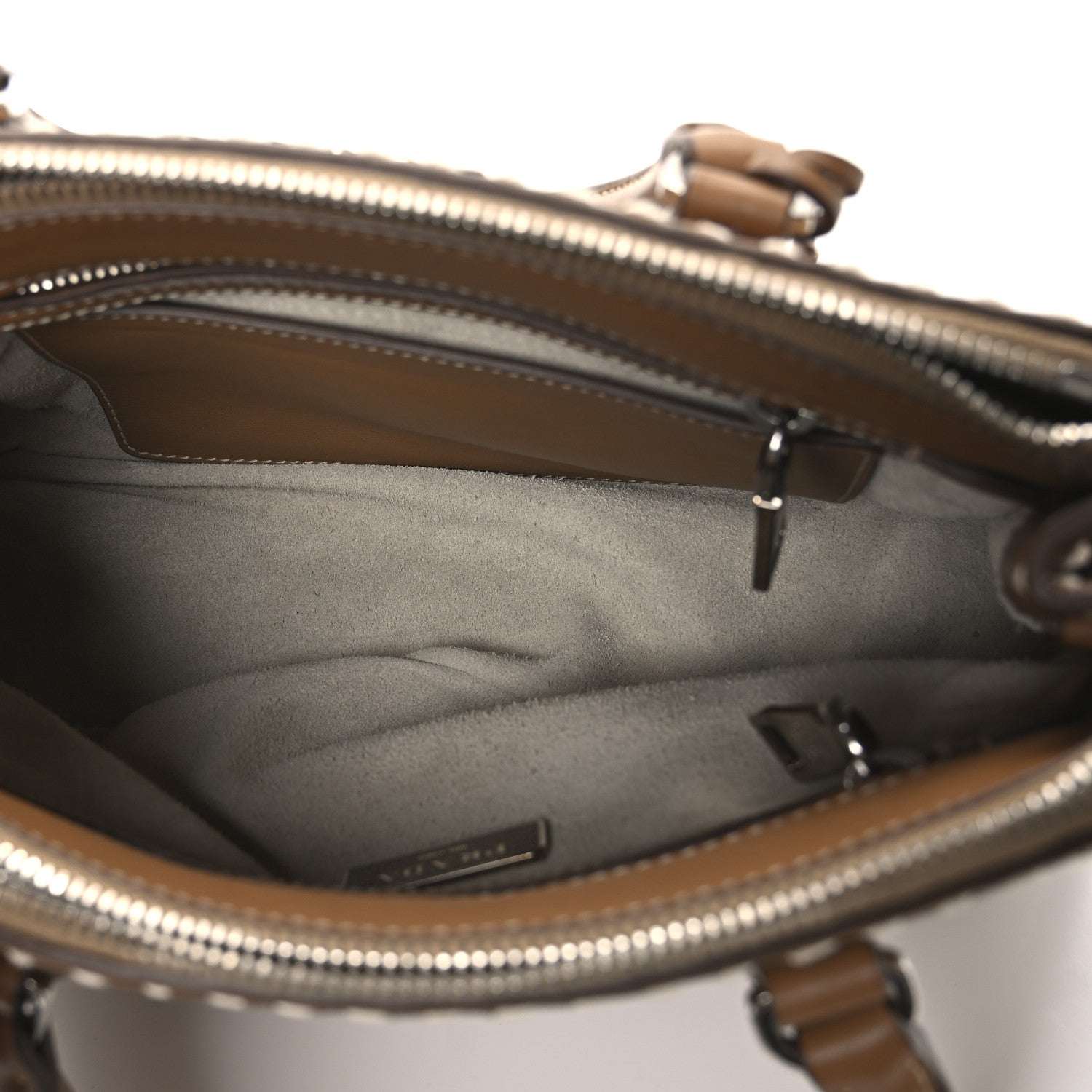 Prada City Calf Mini Hand Stitched Galleria Double Zip Tote Caramel 5 of 10