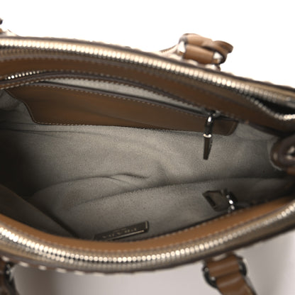 Prada City Calf Mini Hand Stitched Galleria Double Zip Tote Caramel 5 of 10