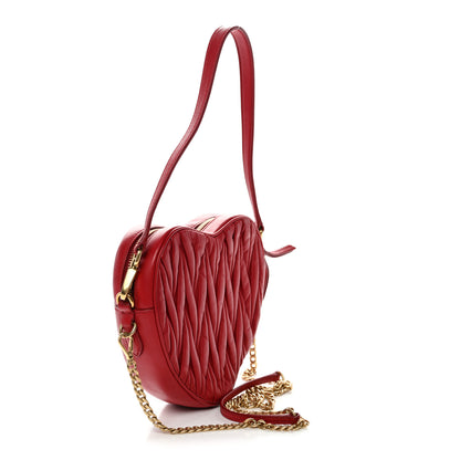 Miu Miu Nappa Matelasse Heart Shoulder Bag Fuoco 3 of 11