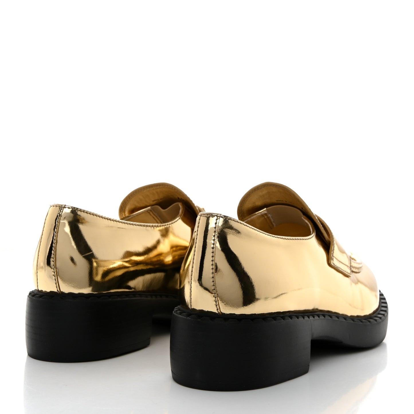 Metallic Brushed Calfskin Metal Triangle Logo 50mm Loafers 40 Platino
